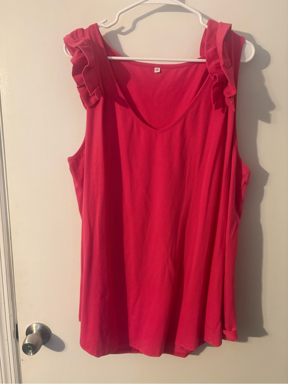 Women’s Ruffled Shoulder Tank Top - Pink-size 5x